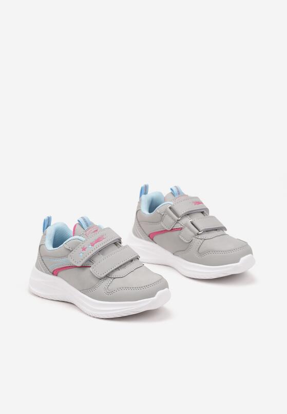 Jasnoszare Buty Sportowe Sneakersy z Paskami i Gwiazdkami Aralena 2