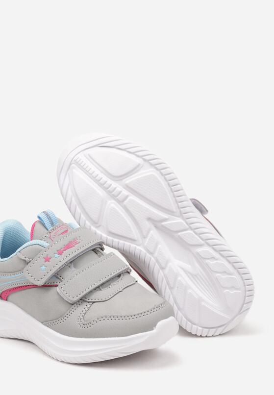 Jasnoszare Buty Sportowe Sneakersy z Paskami i Gwiazdkami Aralena 3