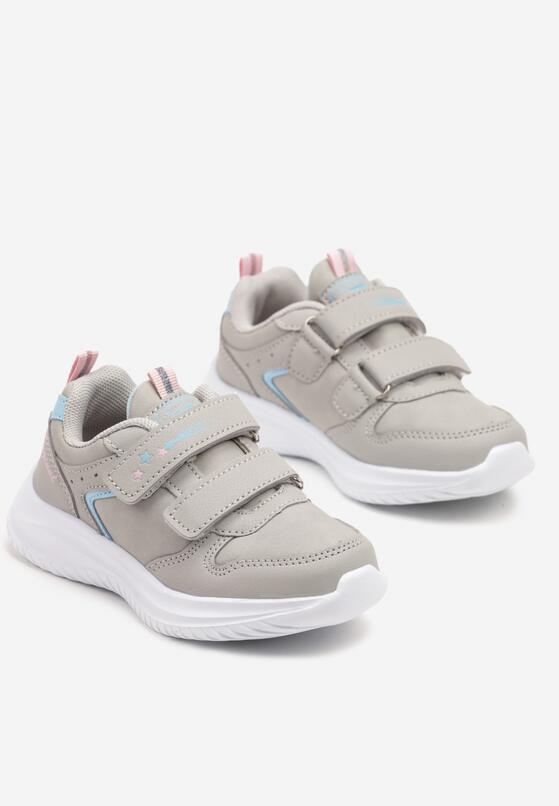 Jasnoszare Buty Sportowe Sneakersy z Perforacją i Gwiazdkami Arandorin 2