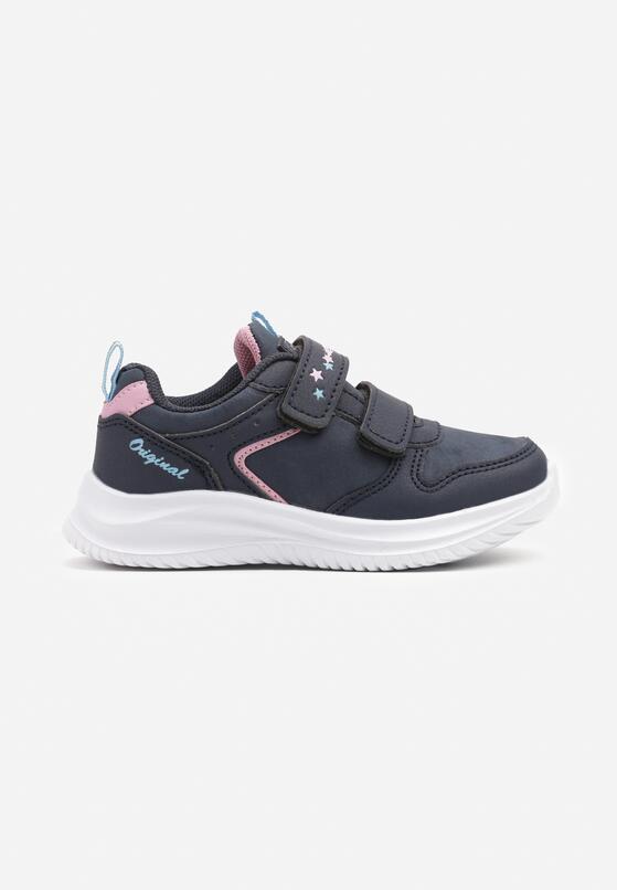 Granatowe Buty Sportowe Sneakersy z Perforacją i Gwiazdkami Arandorin 1