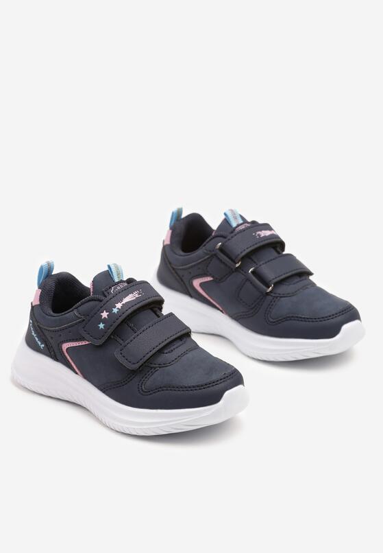 Granatowe Buty Sportowe Sneakersy z Perforacją i Gwiazdkami Arandorin 2