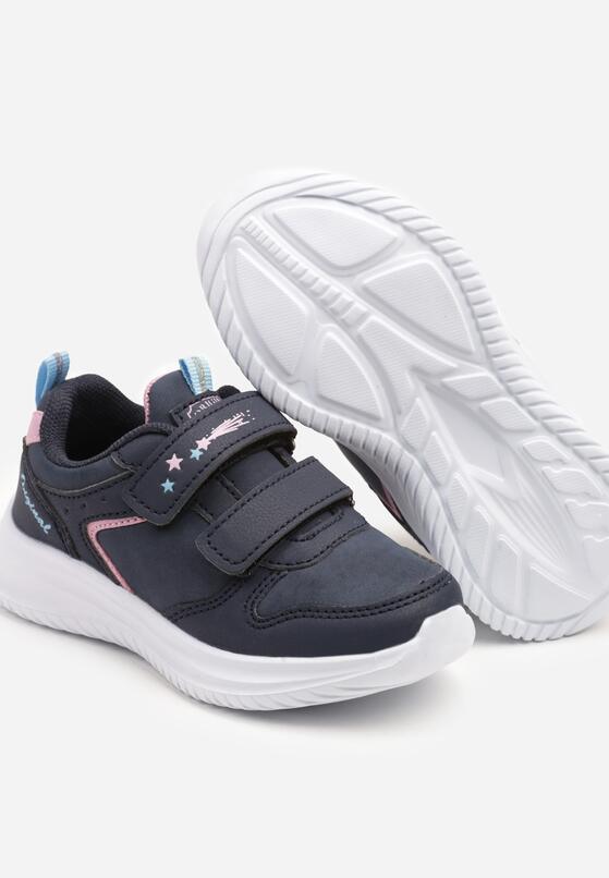 Granatowe Buty Sportowe Sneakersy z Perforacją i Gwiazdkami Arandorin 3
