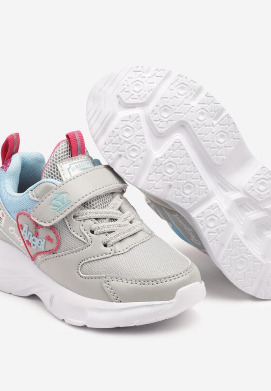Szaro-Niebieskie Buty Sportowe Sneakersy z Ozdobnym Sercem i Napisem Cilaila 3