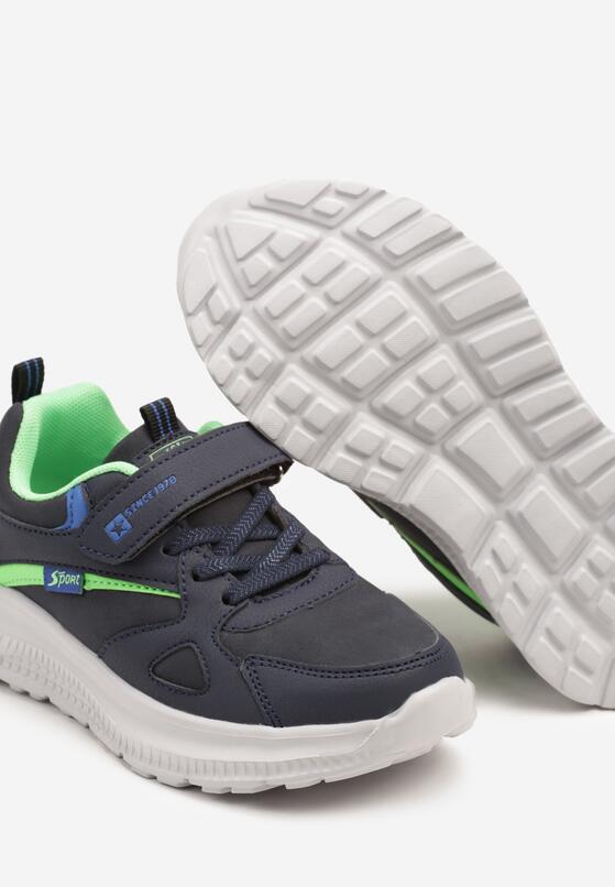Granatowo-Zielone Buty Sportowe Sneakersy Ozdobione Napisem Ilovella 3
