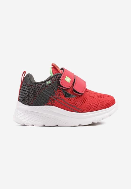 Czerwono-Szare Buty Sportowe Sneakersy z Ozdobną Naszywką Aralinda 1