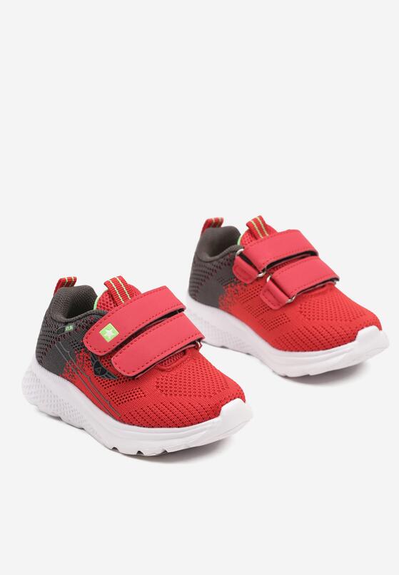 Czerwono-Szare Buty Sportowe Sneakersy z Ozdobną Naszywką Aralinda 2