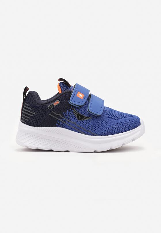 Niebiesko-Granatowe Buty Sportowe Sneakersy z Ozdobną Naszywką Aralinda 1