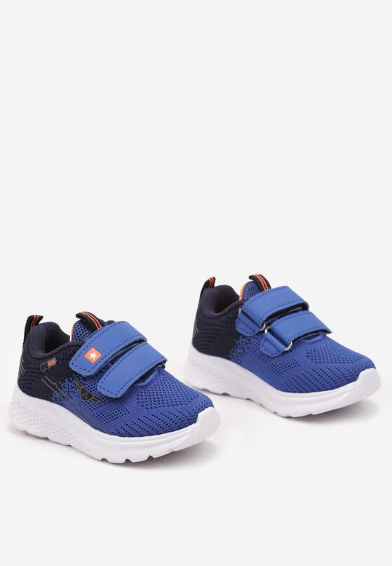 Niebiesko-Granatowe Buty Sportowe Sneakersy z Ozdobną Naszywką Aralinda 2