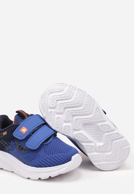 Niebiesko-Granatowe Buty Sportowe Sneakersy z Ozdobną Naszywką Aralinda 3