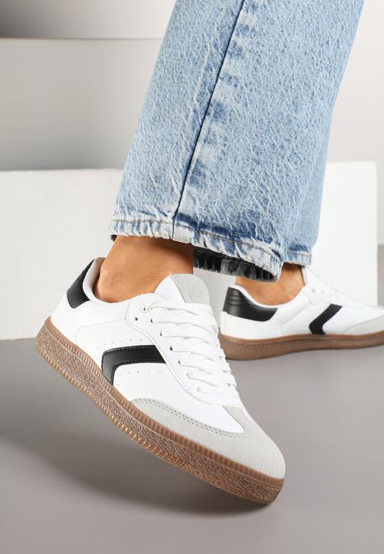 Białe Sneakersy w Stylu Tenisówek z Perforacją Aranaria 1