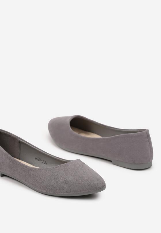 Szare Balerinki w Minimalistycznym Stylu z Imitacji Zamszu Hirlivia 6
