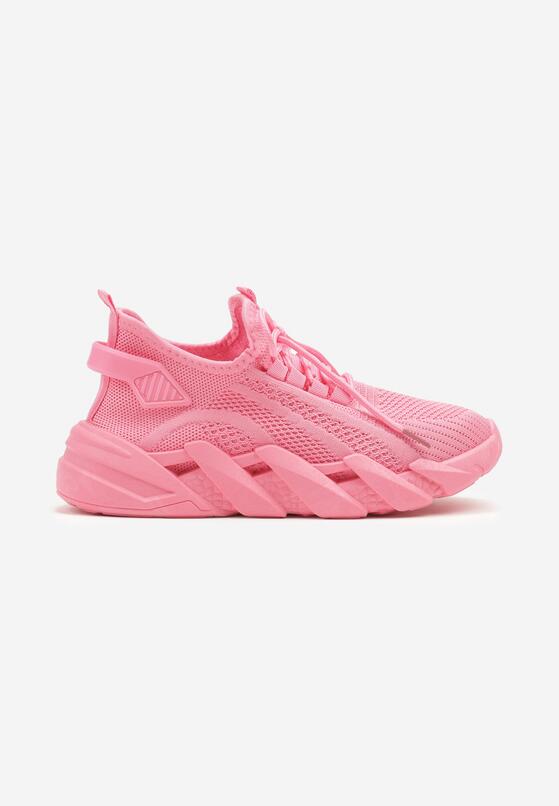 Różowe Sneakersy na Grubej Podeszwie z Tłoczeniem Tatinora 4