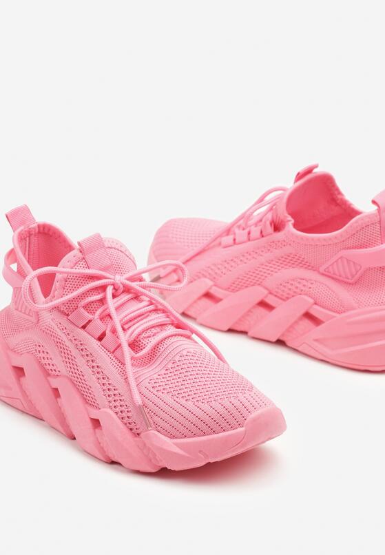 Różowe Sneakersy na Grubej Podeszwie z Tłoczeniem Tatinora 6