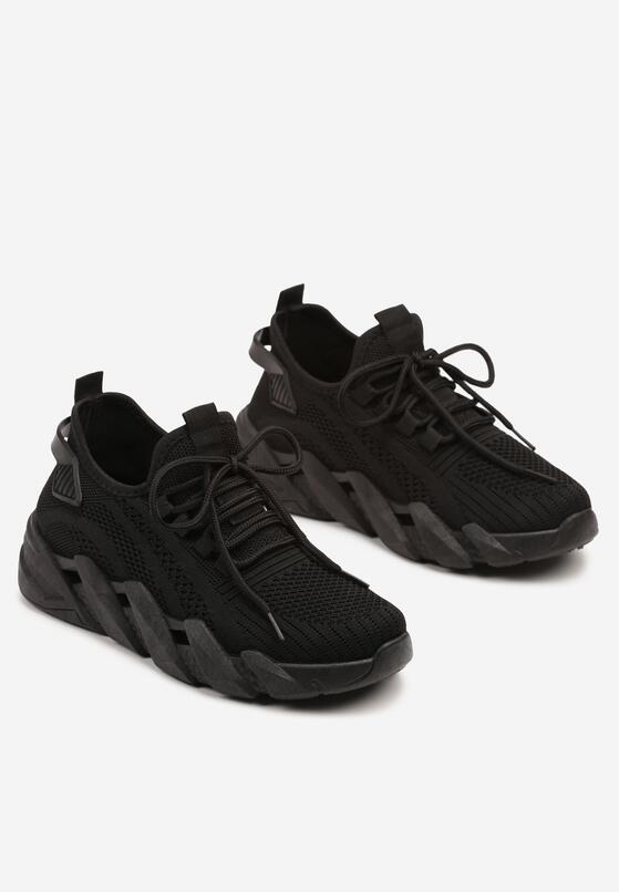 Czarne Sneakersy na Grubej Podeszwie z Tłoczeniem Tatinora 5