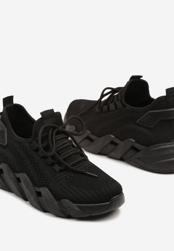 Czarne Sneakersy na Grubej Podeszwie z Tłoczeniem Tatinora 6