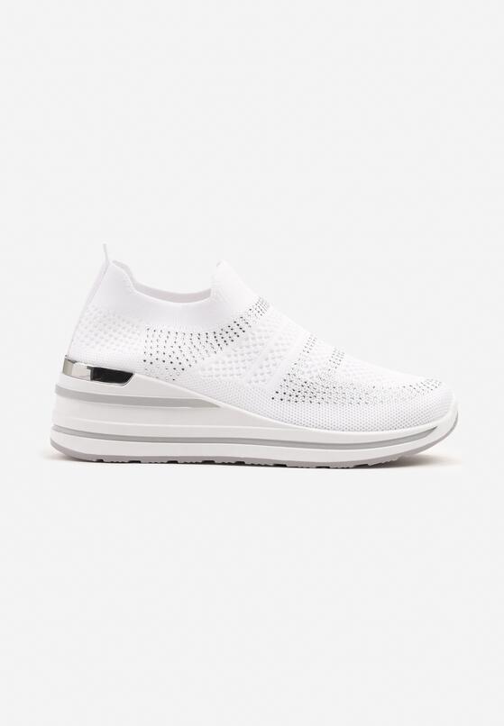 Białe Wsuwane Sneakersy Siateczkowe na Koturnie Rivreia 4