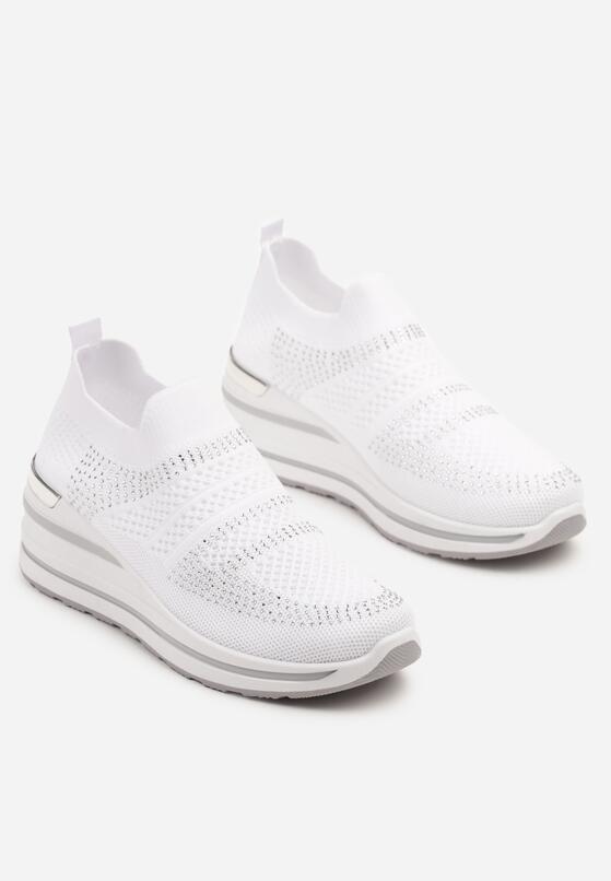 Białe Wsuwane Sneakersy Siateczkowe na Koturnie Rivreia 5
