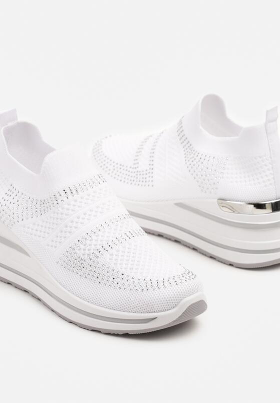 Białe Wsuwane Sneakersy Siateczkowe na Koturnie Rivreia 6