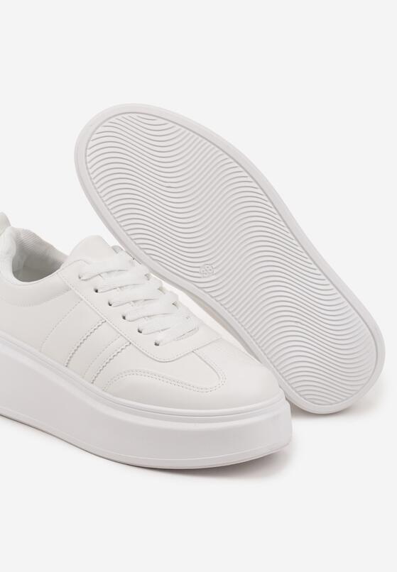 Białe Sneakersy Kultowe Tenisówki na Platformie z Koturnem Elisara 6