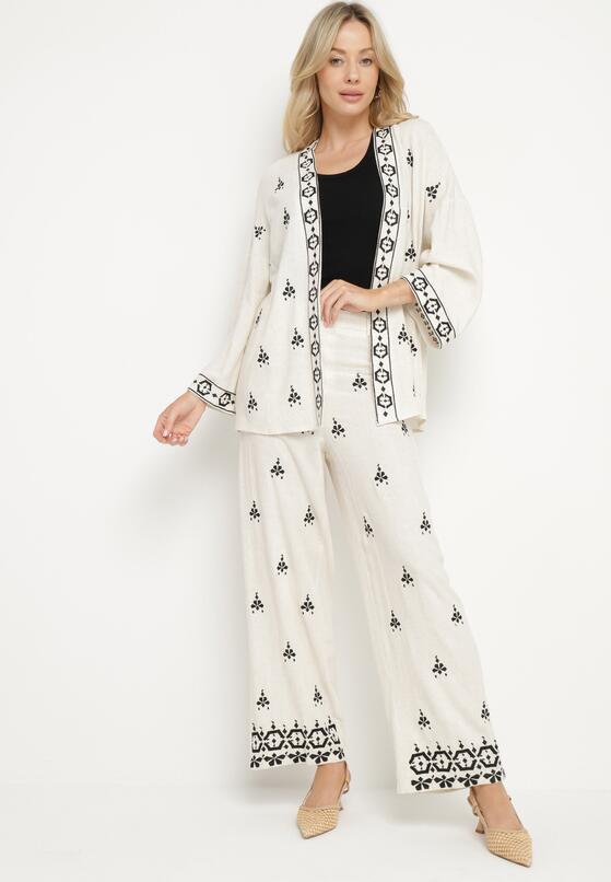 Pantaloni Alb cu negru 4