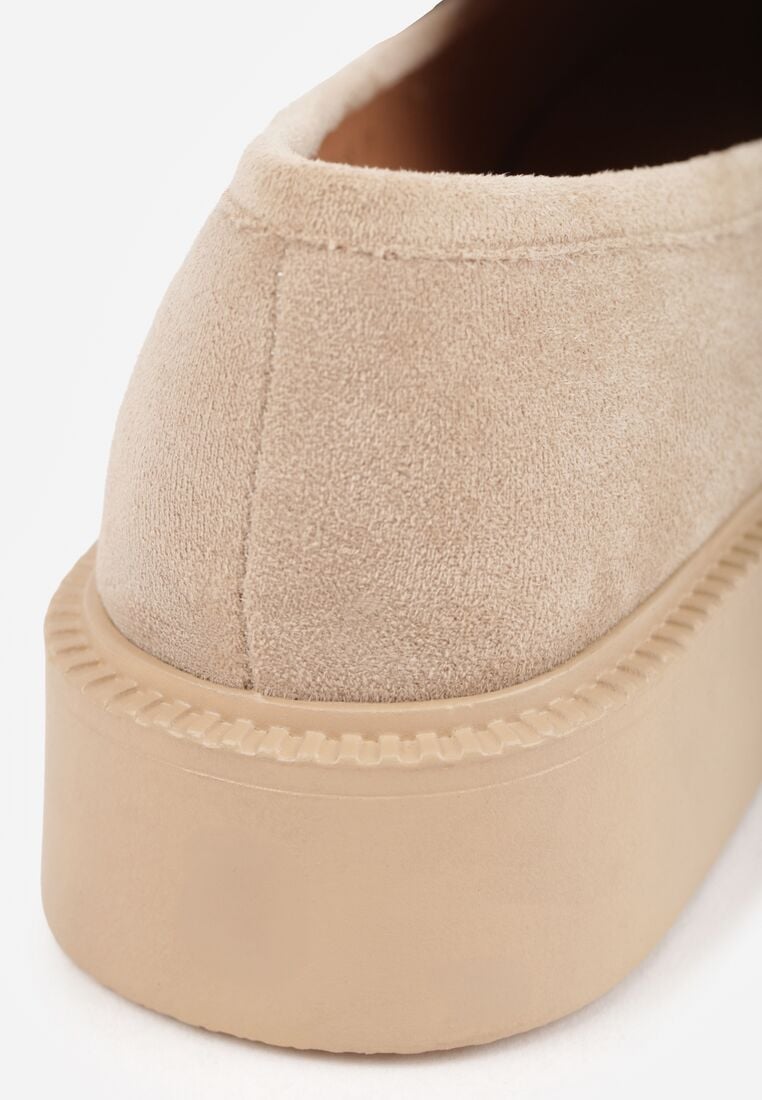 Ciemnobeżowe Mokasyny z Ozdobnym Paskiem Felzivia 8