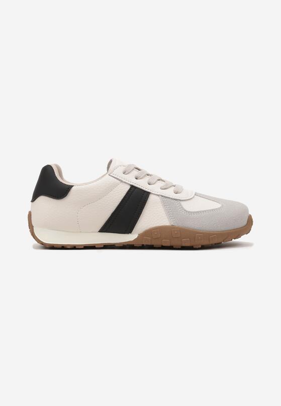 Beżowo-Czarne Sneakersy z Geometrycznym Wzorem Ilaniela 4