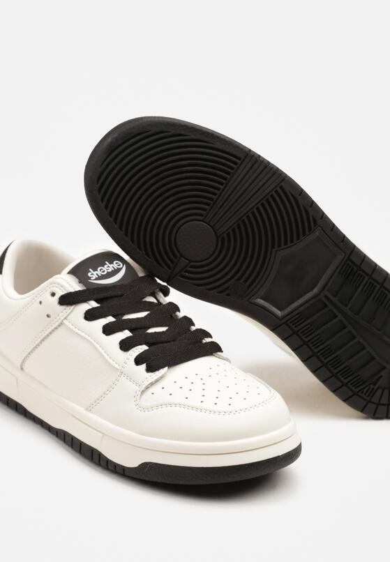 Beżowo-Czarne Sneakersy Ozdobione Perforacją Aklore 6