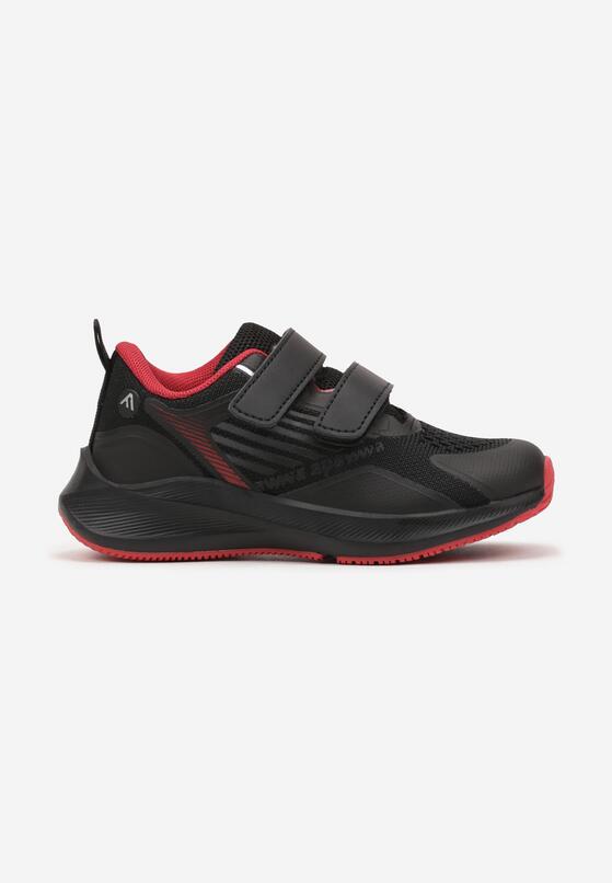 Czarno-Czerwone Buty Sportowe Sneakersy z Ozdobnym Tłoczeniem Fonora 1