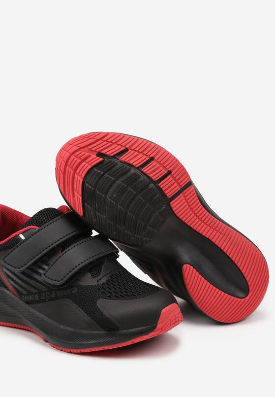 Czarno-Czerwone Buty Sportowe Sneakersy z Ozdobnym Tłoczeniem Fonora 3