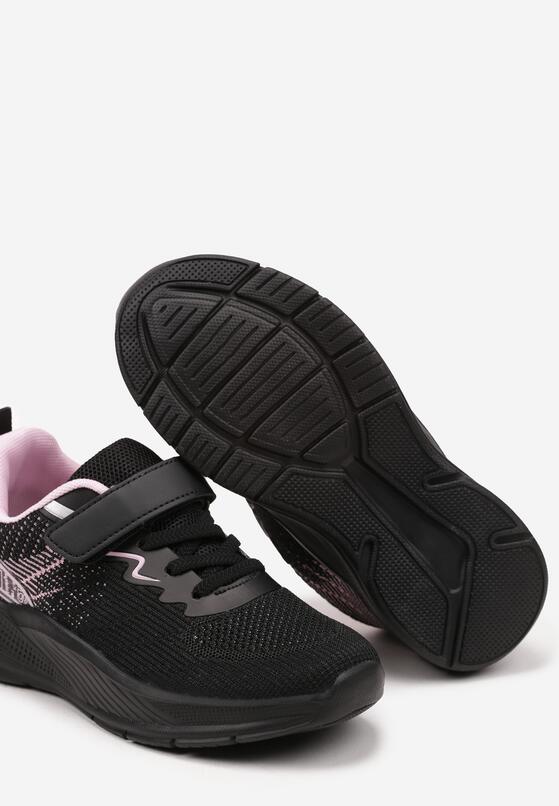 Czarno-Różowe Buty Sportowe Sneakersy z Geometrycznym Wzorem Hirvesin 3