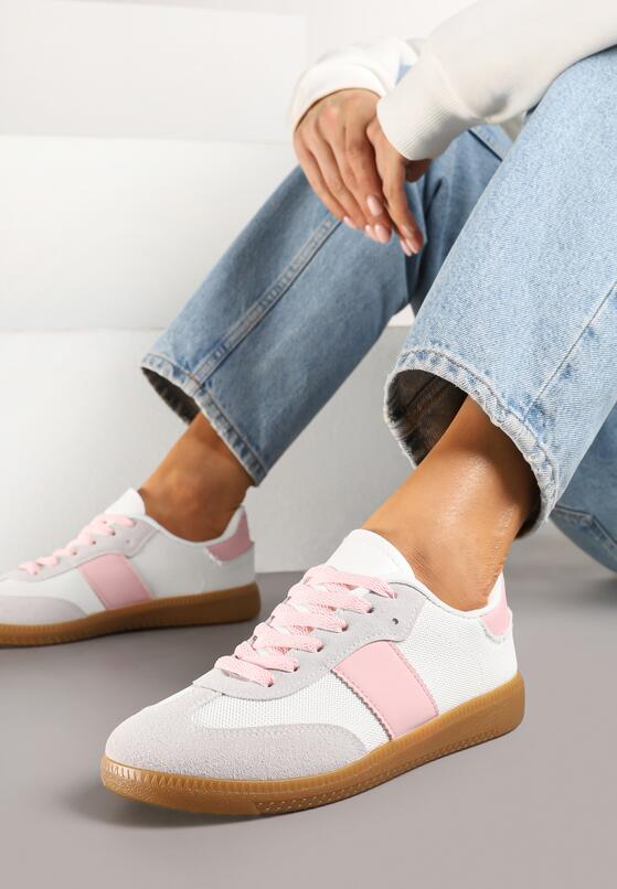 Biało-Różowe Sneakersy Retro w Stylu Klasycznych Tenisówek Tanonea 2
