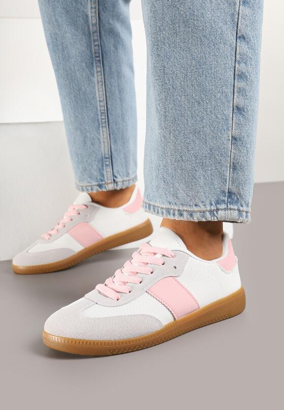 Biało-Różowe Sneakersy Retro w Stylu Klasycznych Tenisówek Tanonea 1