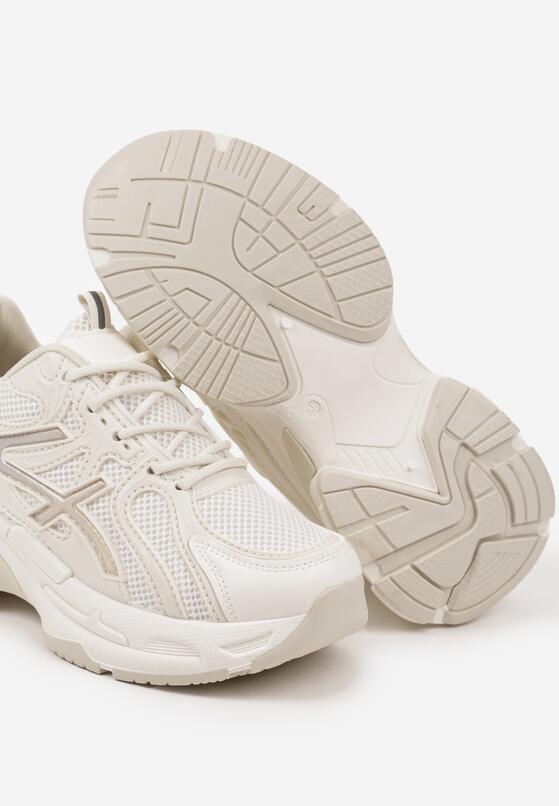 Beżowe Sneakersy na Grubej Podeszwie Ozdobione Tłoczeniem Camilra 6