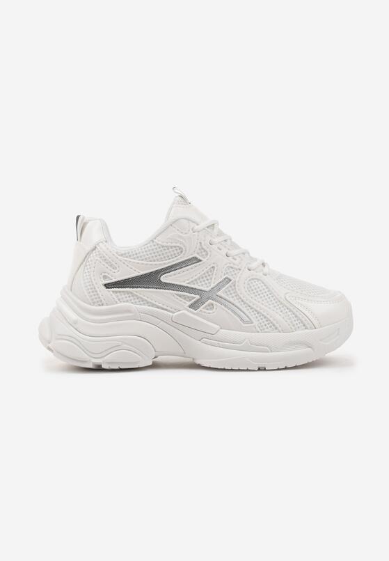 Białe Sneakersy na Grubej Podeszwie Ozdobione Tłoczeniem Camilra 4