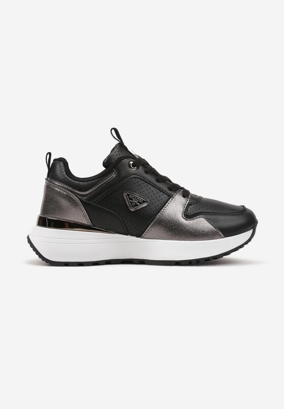 Czarne Sneakersy z Perforacją i Ozdobnymi Metalicznymi Wstawkami Kamirea 4