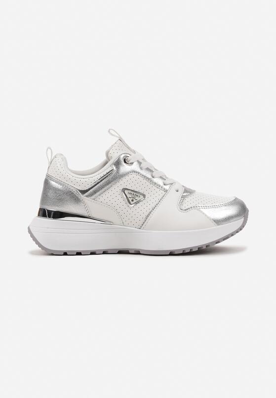 Białe Sneakersy z Perforacją i Ozdobnymi Metalicznymi Wstawkami Kamirea 4