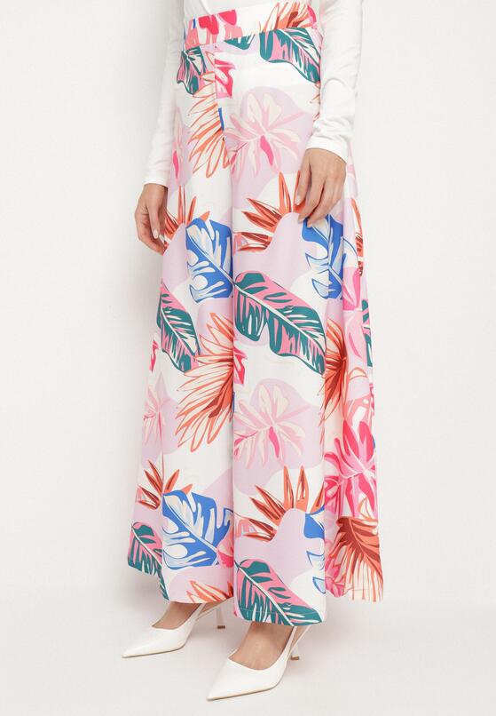 Pantaloni Alb cu roz 1