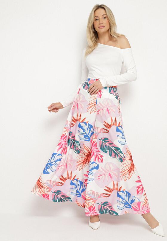 Pantaloni Alb cu roz 4
