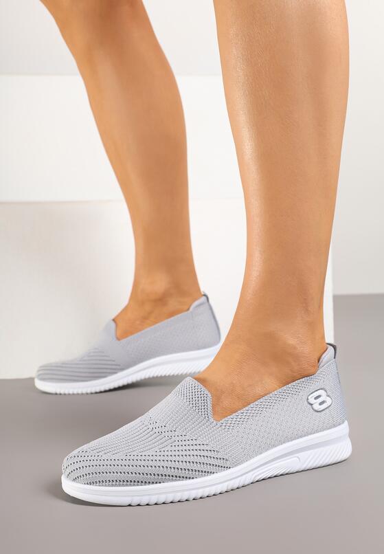 Szare Tenisówki z Elastyczną Cholewką i Ozdobną Naszywką Fenoreia 1