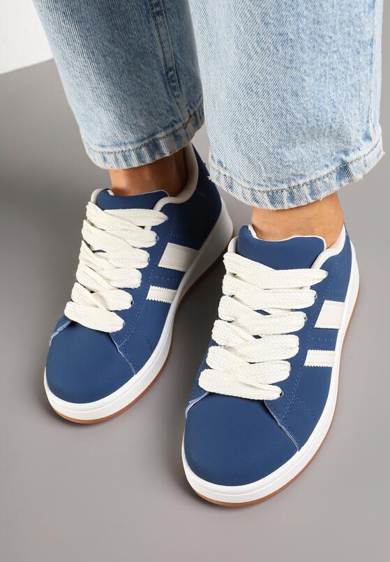 Granatowe Sneakersy z Ozdobnymi Naszywkami z Boku Galdexis 3