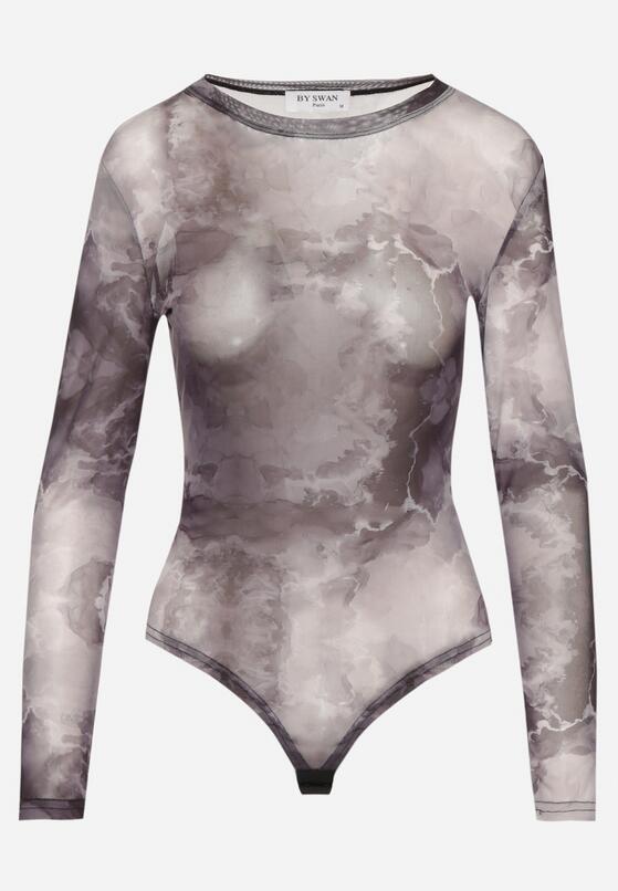 Szare Body Siateczkowe z Efektem Tie-Dye Sanilra 4