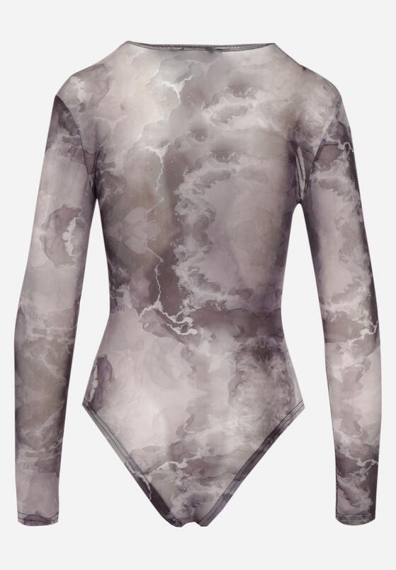 Szare Body Siateczkowe z Efektem Tie-Dye Sanilra 5