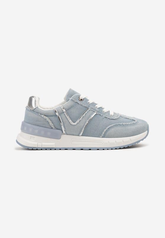 Jasnoniebieskie Sneakersy z Przetarciami na Piankowej Podeszwie Ninisela 4