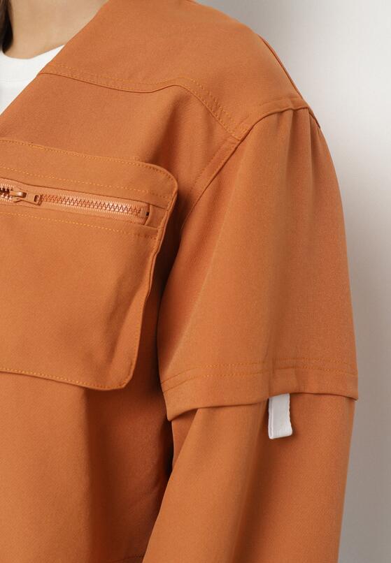 Pomarańczowy Komplet Dresowy Bluza ze Stójką i Spodnie Typu Jogger Ninittia 5