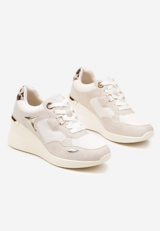 Beżowe Sneakersy na Koturnie z Ozdobnymi Wstawkami Cedera 5
