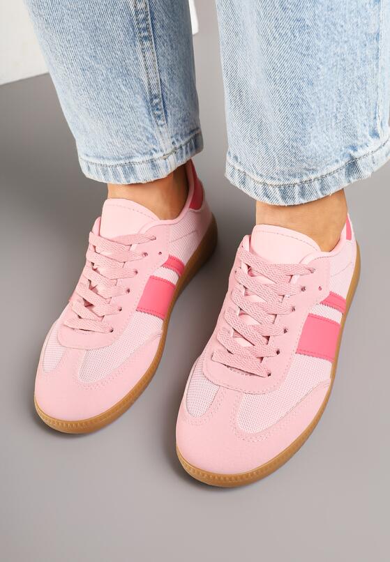 Różowe Sneakersy Tenisówki z Ozdobnymi Paskami Nelidi 3
