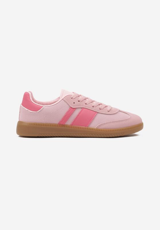 Różowe Sneakersy Tenisówki z Ozdobnymi Paskami Nelidi 4
