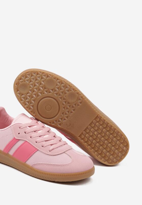 Różowe Sneakersy Tenisówki z Ozdobnymi Paskami Nelidi 6