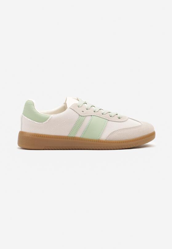 Biało-Zielone Sneakersy Tenisówki z Ozdobnymi Paskami Nelidi 4