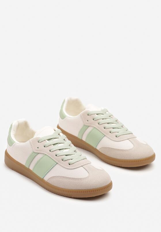 Biało-Zielone Sneakersy Tenisówki z Ozdobnymi Paskami Nelidi 5
